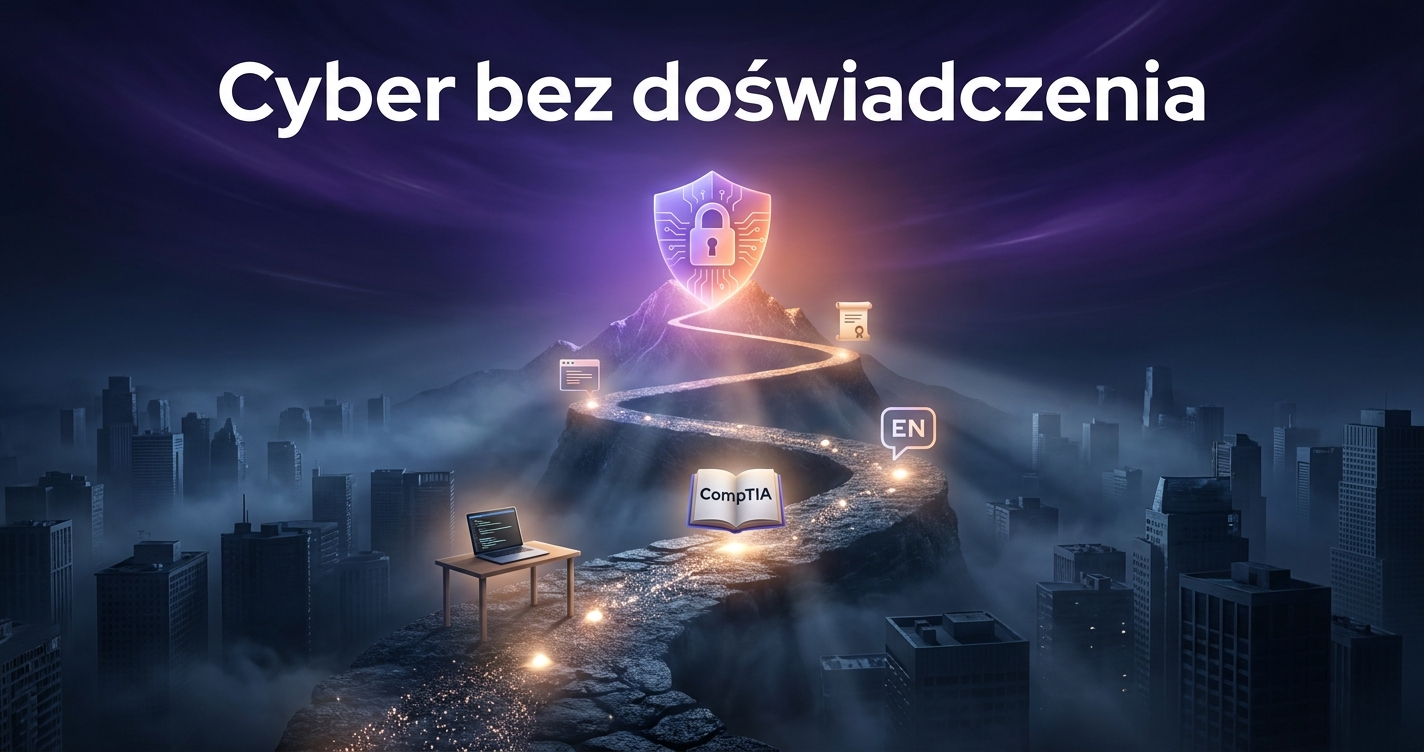 Jak wejść do cybersecurity bez doświadczenia — droga prowadząca przez 4 etapy do szczytu w kształcie tarczy z kłódką