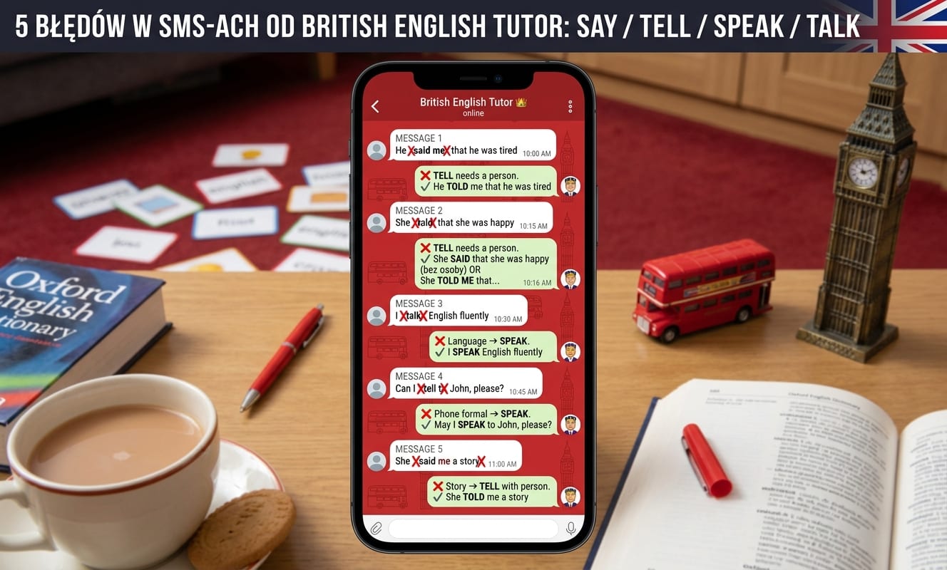 5 błędów Polaków z say / tell / speak / talk — 5 SMS-ów od „British English Tutor