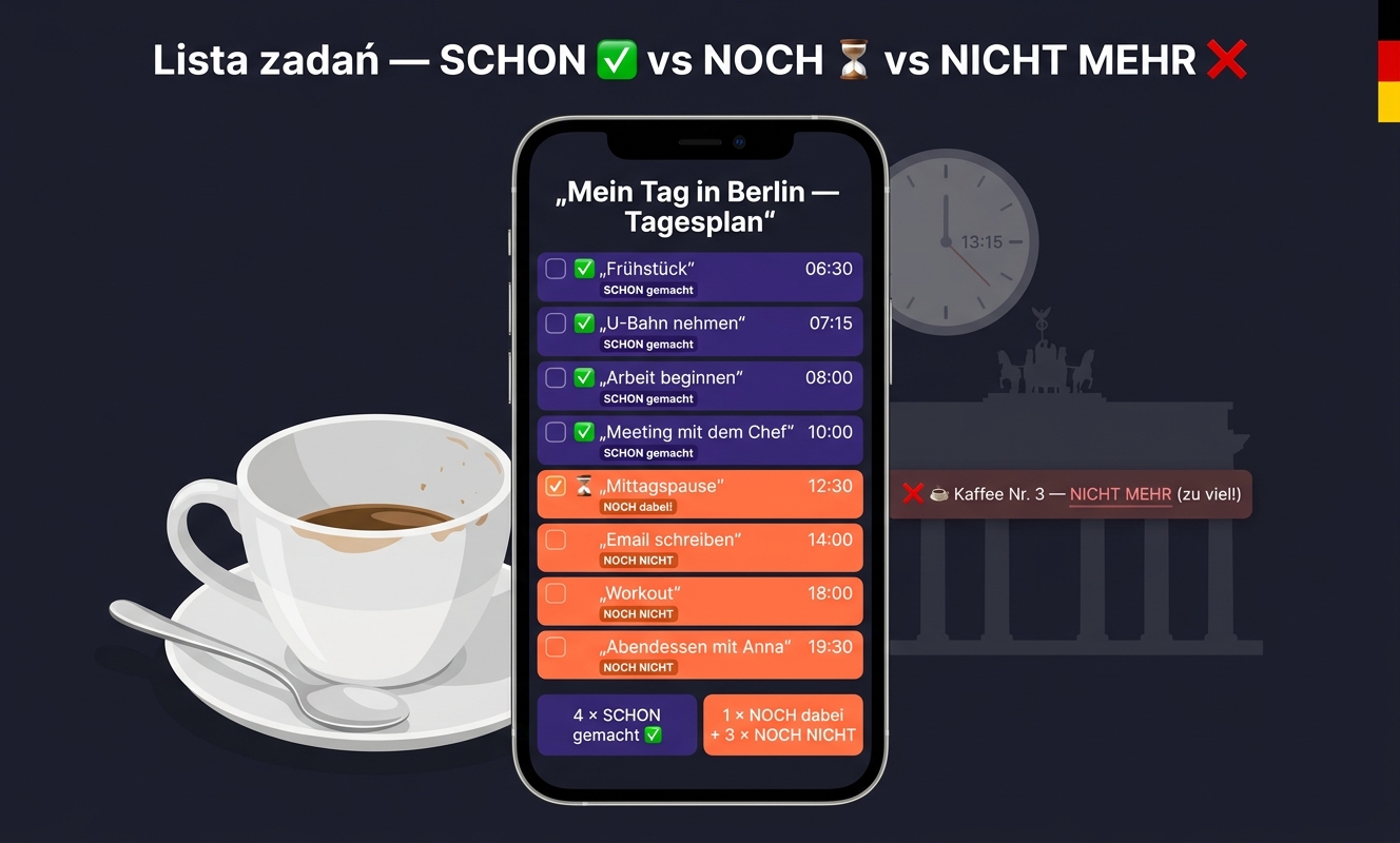 Tabela porównawcza SCHON vs NOCH — kiedy już, a kiedy jeszcze w języku niemieckim