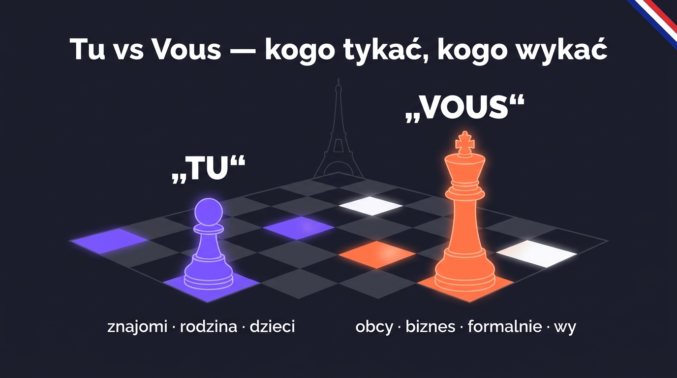 Tu vs Vous po francusku — szachy królewskie pokazujące hierarchię społeczną